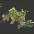 Colorful Building Block Characters And Turtle Creature With Bus Structure And Accessories