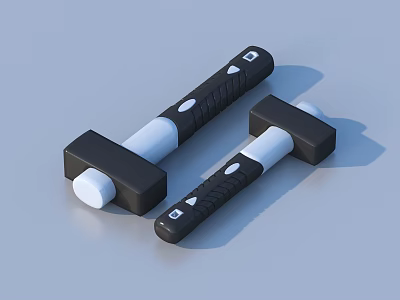Professional Hardware Tools Hammers With Different Sizes Black Handles And White Heads 3d model