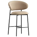 Set of Two Modern Grey Bar Stools With Upholstered Seats And Black Metal Frames