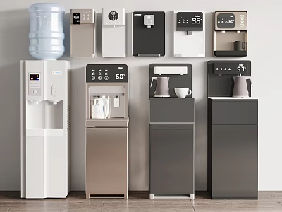Various Modern Water Dispensers Home Daily Appliances With Different Styles And Colors 3d model