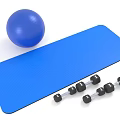 Blue Yoga Mat Exercise Ball And Dumbbells For Home Fitness Training