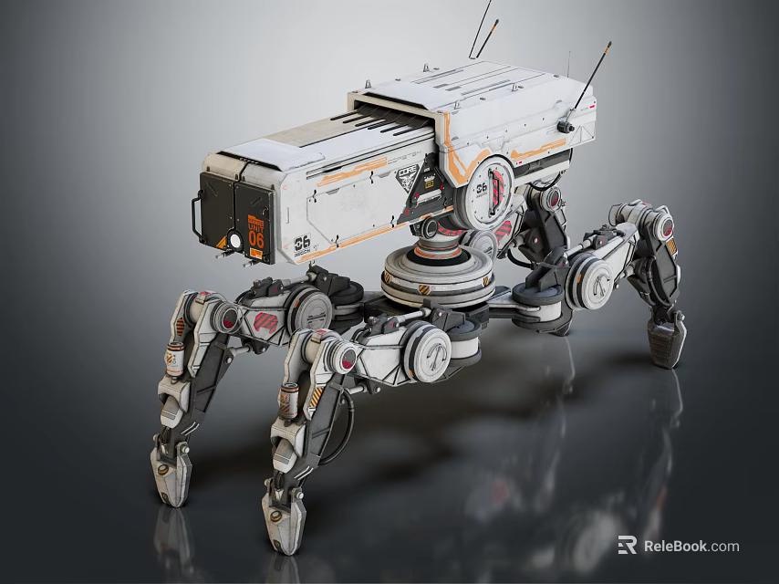 Smart Machine Featuring Multi Legged Robotic Design With Metallic Body Articulated Legs And Antennae 3d model 