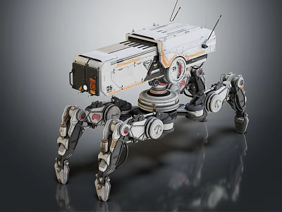 Smart Machine Featuring Multi Legged Robotic Design With Metallic Body Articulated Legs And Antennae 3d model