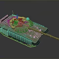Military Tank With Turret Gun Barrel Tracks And Camouflage Armor Design