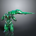 Green Sci Fi Mech Robot With Biomechanical Design And Extended Beak Feature 3d model