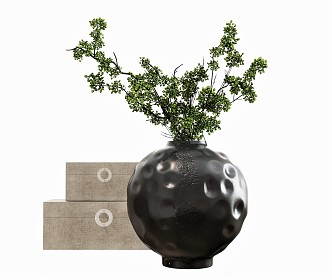 Modern vase potted plant green plant ornaments green leaves 3d model