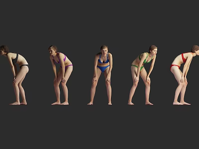 Beach Volleyball Swimsuit Swimsuit Female Character Foreign Woman Sports Game Scene Atmosphere Multicolor Costume 3d model