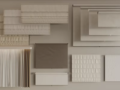 Modern Textured Curtain Panels With Pleated Designs And Linen Blend Fabrics 3d model