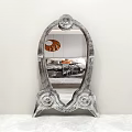 Silver Ornate Mirror Reflecting Modern Interior With Sofa And Carpet 3d model