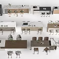 Modern Dining Table Sets With Marble Counter Wooden Tops And Matching Chairs