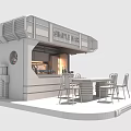 Modern Simple Bar Booth with Neon Lights Bar Counter and Chairs