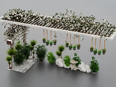 Modern Corridor Green Planting 3d model