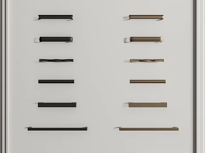Door Handles In Black And Brown For Modern Home Interior Design 3d model