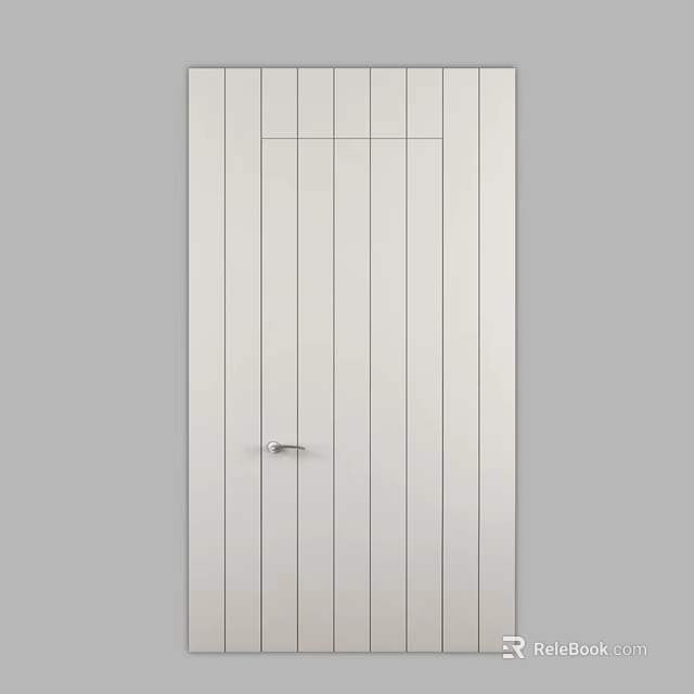 White Hinged Door With Vertical Panel Design For Modern Minimalist Interior 3d model