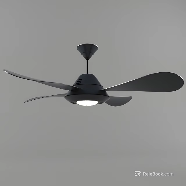 Black Air Conditioner Ceiling Fan With Light And Modern Design 3d model 
