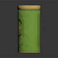 Green Decorative Tin Can With Gold Lid And Floral Pattern For Storage