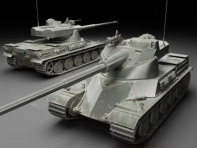 Two Detailed Military Armored Tanks 3D Model Display With Turrets And Tracks 3d model