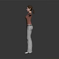 Women Wearing Brown Long Sleeve Top And Light Gray Pants Standing With Arms Outstretched