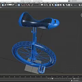 Blue Modern Unicycle with Black and Blue Seat and Sturdy Black Wheel