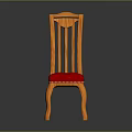 Classic Wooden Dining Chair With Red Padded Seat And Elegant Backrest Design