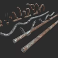 Rustic Industrial Metal Pipes Various Curved Straight Fittings and Worn Connectors Design