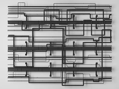 Detailed Complex Interconnected Industrial Pipes Layout Design System Structure Engineering 3d model