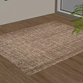 Brown Woven Square Rug on Indoor Wooden Floor With Green Plant