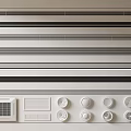 Modern Home Interior Air Conditioner Vents Design With Horizontal Stripes And Control Knobs 3d model