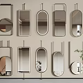 Stylish Wall Mirrors With Various Shapes And Minimalist Frames For Interior Decor 3d model