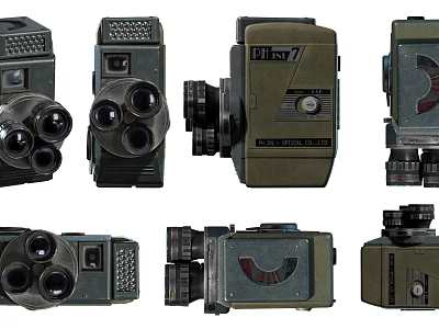 Vintage Entertainment Electronics Collection Featuring Old Cameras Multiple Retro Models 3d model