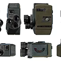 Vintage Entertainment Electronics Collection Featuring Old Cameras Multiple Retro Models 3d model