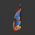 Vibrant Red Orange and Blue Spacecraft Models for Space Exploration 3d model