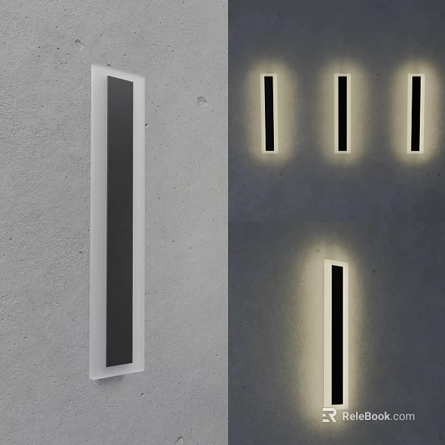 Sleek Modern Rectangular Wall Lights Mounted On Grey Wall For Ambient Lighting 3d model 