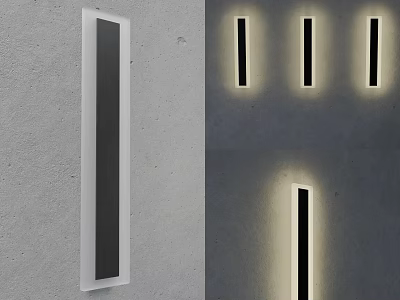 Sleek Modern Rectangular Wall Lights Mounted On Grey Wall For Ambient Lighting 3d model