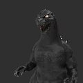 Giant Reptile With Black Scaly Skin Open Mouth And Glowing Eyes