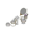 Modern Elegant Hair Salon Furniture Setup With Barber Chair Stool Mirror Cabinet And Hair Dryer