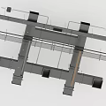 Modern Suspended Ceiling Structure With Metal Framework And Support Beams 3d model