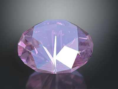 Deep Purple Oval Cut Diamond With Faceted Surface And Sparkling Reflection On Dark Background 3d model