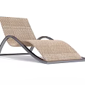 Modern Woven Rattan Lounge Chair with Curved Metal Frame Design