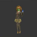 Red Haired Girl In School Uniform Waving Hand Standing Pose 3D Rendered Character