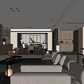 Modern Light Luxury Restaurant Jiangjing Daping Floor Model Room with No Main Lamp Horizontal Hall Display Cabinet 3d model