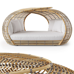 Modern Outdoor Sofa Bamboo Double Bed Sofa Bamboo Single Bed Bamboo Rattan Single Double Sofa 3d model