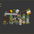 Vibrant Building Blocks Scene With Green Hat Character Balloons Irish Flag And Treasure Chest