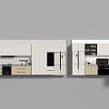 Modern Kitchen Interior With White Beige Cabinets And Built in Appliances 3d model