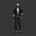 3D Human Character With White Helmet Black Jacket Blue Pants And Tool Belt