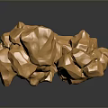 Golden Irregular Stone And Wood Pieces With Glossy Surface And Dark Background Reflections