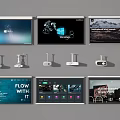 Modern projection curtain projector 3d model