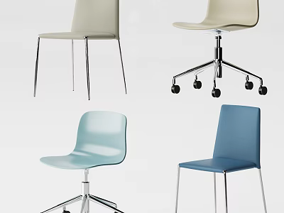 Modern Office Chair In Light Beige Blue Colors With Swivel Wheels And Sleek Design 3d model