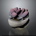 Elegant Pink Purple Succulent Plant With Plump Leaves In White Stone Pot