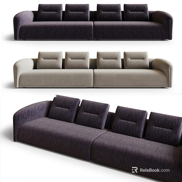 Modern Sectional Sofa With Comfortable Back Cushions Multiple Seats For Living Room 3d model 